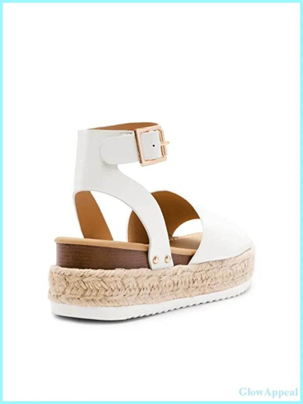 Platform Espadrille Wedge Sandals Faux Leather Ankle Strap Open Toe